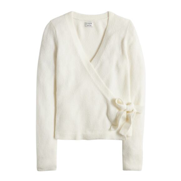 J.Crew Women’s Wrap Sweater Extra-Soft Wool Blend Ivory CE095 Size XL New - Picture 1 of 11